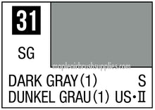 Mr. Color Dark Gray 1 label displaying color swatch 31 for Mr Hobby paint in 10ml size.