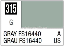 Mr. Color Gray FS16440 shows a 10ml paint shade swatch in muted gray 315 for model and hobby use.