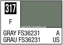 Mr. Color Gray FS36231 showing paint color swatch 317 for modeling and hobby use in a muted gray tone.