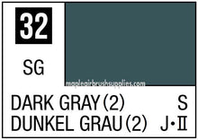Mr. Color Dark Gray 2 paint swatch showing color code 32 and label information for Mr Hobby paint line.