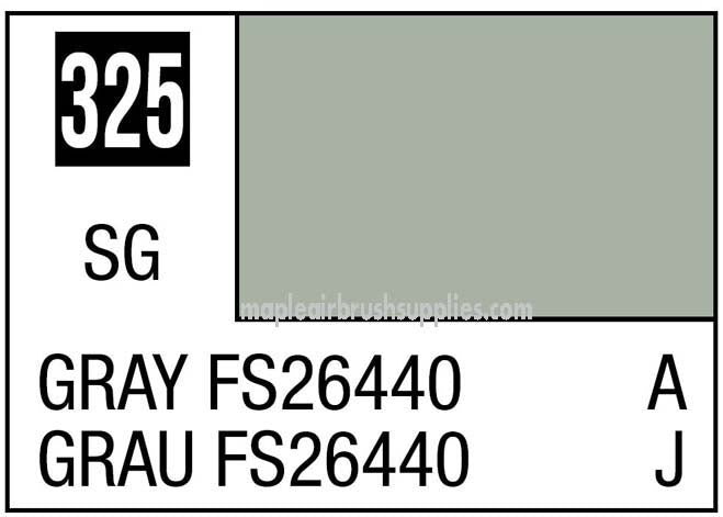 Mr. Color Semi Gloss Gray FS26440 paint swatch displaying color code 325 with semi-gloss finish for model painting.