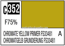 Mr. Color Chromate Yellow Primer FS33481 label showing color swatch and product details for model painting primer.