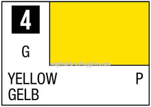 Mr. Color Gloss Yellow 10ml paint label showing vibrant gloss yellow shade with product code 4G for hobby and model painting.