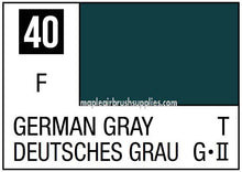 Mr. Color German Gray label showing color swatch and product details for Mr Hobby paint 40 German Gray 10ml bottle.