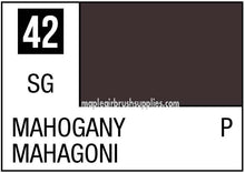 Mr. Color Mahogany paint swatch showing rich, dark brown shade for model painting and hobby use, 10ml bottle color code 42.