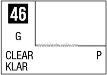 Mr. Color Clear Gloss label showing product number 46 and clear gloss finish for model paint applications.