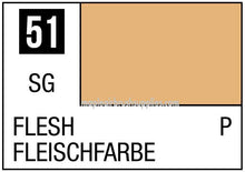 Mr. Color Flesh 51 paint swatch showing flesh tone color for Mr Hobby model paints 10ml bottle label.
