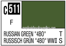 Mr. Color Russian Green 4BO paint swatch C511 in deep green shade for model and hobby use.