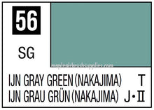 Mr. Color LJN Gray Green paint swatch labeled 56 SG with color values for model and hobby use.