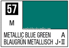 Mr. Color Metallic Blue Green 57 paint swatch showing a deep metallic blue-green shade for model painting.