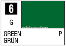 Mr. Color Gloss Green 6 paint label showing deep green color swatch and product identification details.