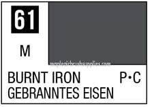Mr. Color Burnt Iron 61 paint swatch showing deep gray metallic shade for model and hobby use.