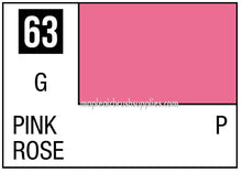 Mr. Color Pink Gloss 63 Pink Rose paint swatch showing glossy pink shade for hobby and model painting.