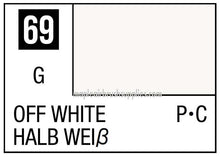 Mr. Color Off White label showing product number 69, color name in English and German for Mr Hobby paint.