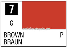 Mr. Color Gloss Brown paint swatch labeled 7 G showing glossy brown shade for model painting and hobby use.