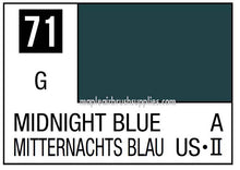 Mr. Color Midnight Blue paint swatch 71 showing rich deep blue shade for modeling and airbrushing.