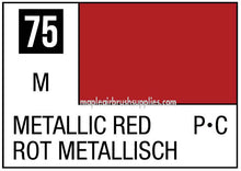 Mr. Color Metallic Red 75 paint sample swatch showing vibrant metallic red color for hobby use.