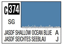 Mr. Color Jasdf Shallow Ocean Blue C374 paint swatch showing a medium blue shade for models and crafts.