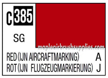 Mr. Color Red IJN Aircraft Marking c385 paint swatch label for accurate model aircraft detailing.