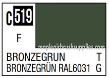Mr. Color Bronzegra C519 paint swatch showing Bronzegrun RAL6031 color for model and hobby painting.