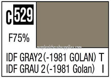 Mr. Color IDF Gray 2 paint swatch with color code 529 showcasing the shade for modeling and hobby use.