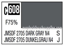 Mr. Color Jmsdf 2705 Dark Gray N4 label showing color swatch and product code c608 for modeling paint.
