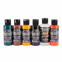 Wicked Colors Secondary Set with six 2oz multi-surface airbrush paints including orange, violet, and green bottles