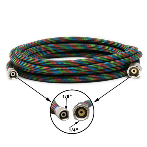 Iwata Braided Nylon Covered Airbrush Hose with Iwata Airbrush Fitting and 1/4" Compressor Fitting