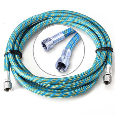 Hseng 6 Feet Nylon Braided Airbrush Hose with 1/8’’ Fittings and Airbrush Adapters Combo, Connects Badger, Paasche, Iwata, Master Paint Brushes with