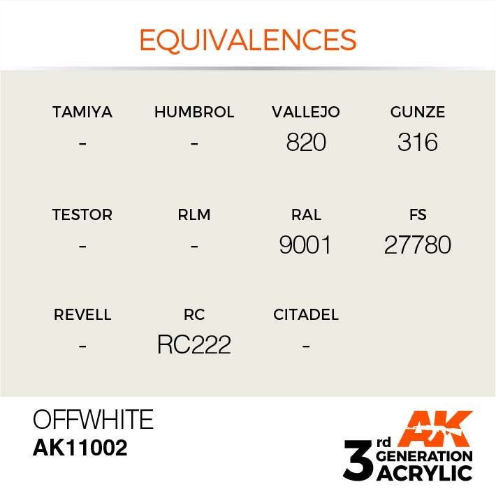 AK Interactive 3rd Gen Cross Reference Offwhite