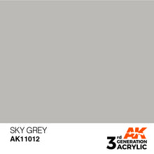 AK 3rd Gen Sky Grey premium acrylic hobby paint with optimal coverage for brush and airbrush applications.