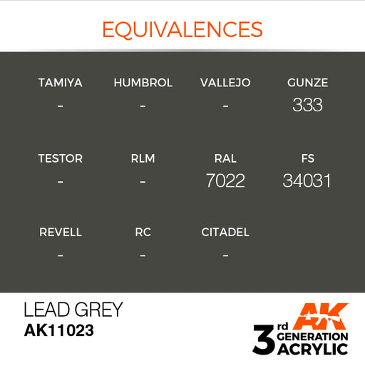 AK Interactive Paint 3rd Gen Paint Cross Reference: Lead Grey