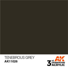 AK 3rd Gen Tenebrous Grey acrylic paint swatch showcasing deep grey color for brush and airbrush with optimal coverage.