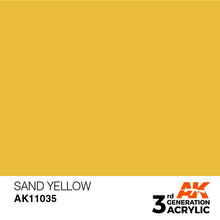 AK 3rd Gen Sand Yellow premium acrylic paint for brush and airbrush with optimal coverage and intensity.