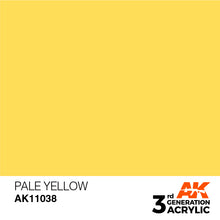 AK 3rd Gen Pale Yellow acrylic paint swatch showing pale yellow shade for brush and airbrush use.