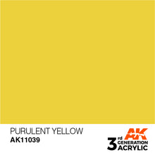 AK 3rd Gen Purulent Yellow acrylic paint by AK Interactive for brush and airbrush, vibrant yellow with smooth coverage.