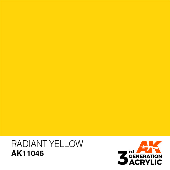 AK 3rd Gen Radiant Yellow acrylic paint by AK Interactive with vibrant, smooth coverage for brush and airbrush use.