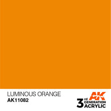 AK 3rd Gen Luminous Orange acrylic paint sample showcasing vibrant, high-quality orange color for hobby and airbrush use.