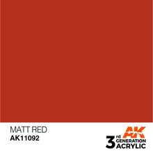 AK 3rd Gen Matt Red acrylic paint for brush and airbrush with optimal coverage and intensity.