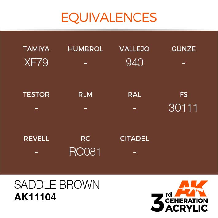 AK Interactive 3rd Gen Cross Reference Saddle Brown