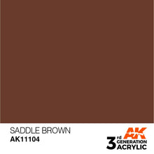 AK 3rd Gen Saddle Brown acrylic paint swatch for brush and airbrush with optimal coverage and intensity.