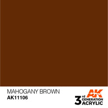 AK 3rd Gen Mahogany Brown acrylic paint sample showcasing rich, deep brown pigment ideal for brush and airbrush use.