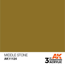 AK 3rd Gen Middle Stone acrylic paint swatch showing premium middle stone color for brush and airbrush use.