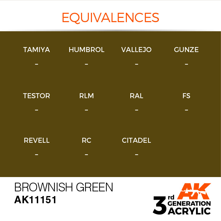AK Interactive Paint 3rd Gen Paint Cross Refernce: Brownish Green