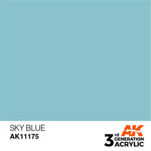 AK 3rd Gen Sky Blue acrylic paint offering premium coverage and optimal intensity for brush and airbrush use.