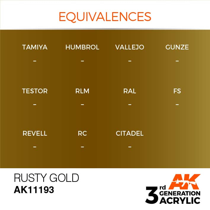 AK Interactive 3rd Gen Cross Reference Rusty Gold