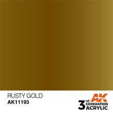 AK 3rd Gen Rusty Gold acrylic paint sample showcasing rich metallic rusty gold color with smooth gradient finish.