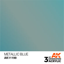 AK 3rd Gen Metallic Blue premium hobby paint with high coverage and optimal intensity for brush and airbrush use.
