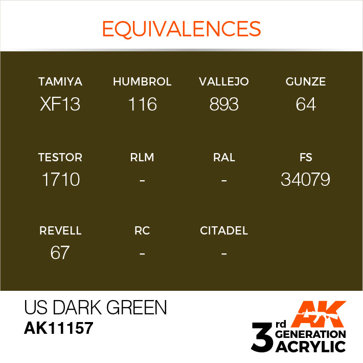 AK Interactive 3Rd Gen Cross Reference US Dark Green