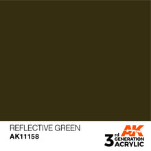 AK 3rd Gen Reflective Green acrylic hobby paint by AK Interactive, designed for brush and airbrush with optimal coverage.